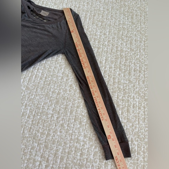 Chaser Grid Cage Back Knot Long Sleeve Tee | Acid Wash Gray | Y2K Vintage | M - Picture 13 of 16